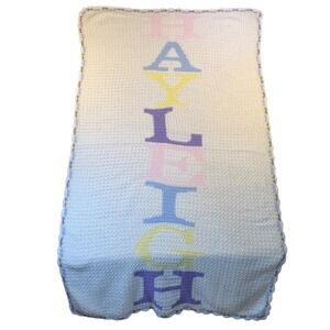 Crocheted Baby Blanket Personalized Hayleigh Handmade Knit Soft Baby Blanket